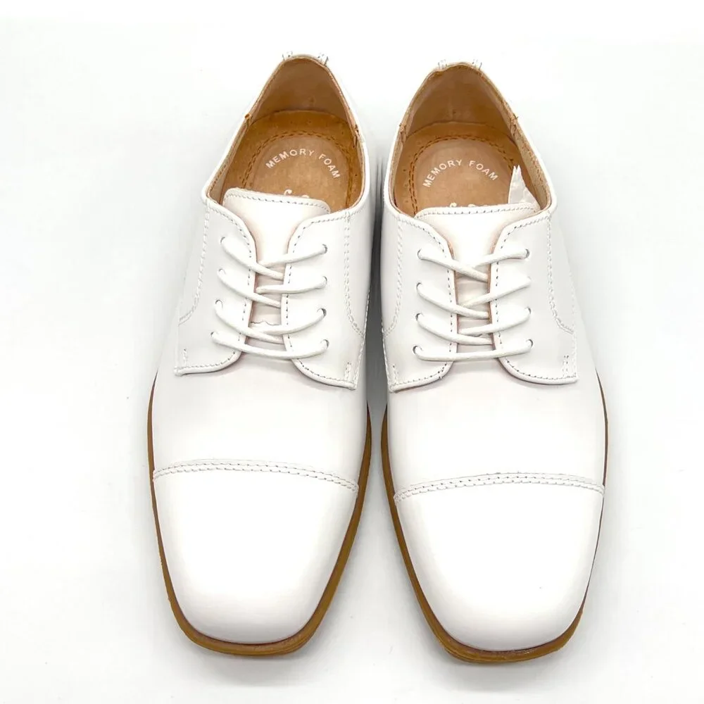 Florsheim Kids Boys Size 1 Reveal CP‎ White Leather Oxfords Oxford Dress Shoes